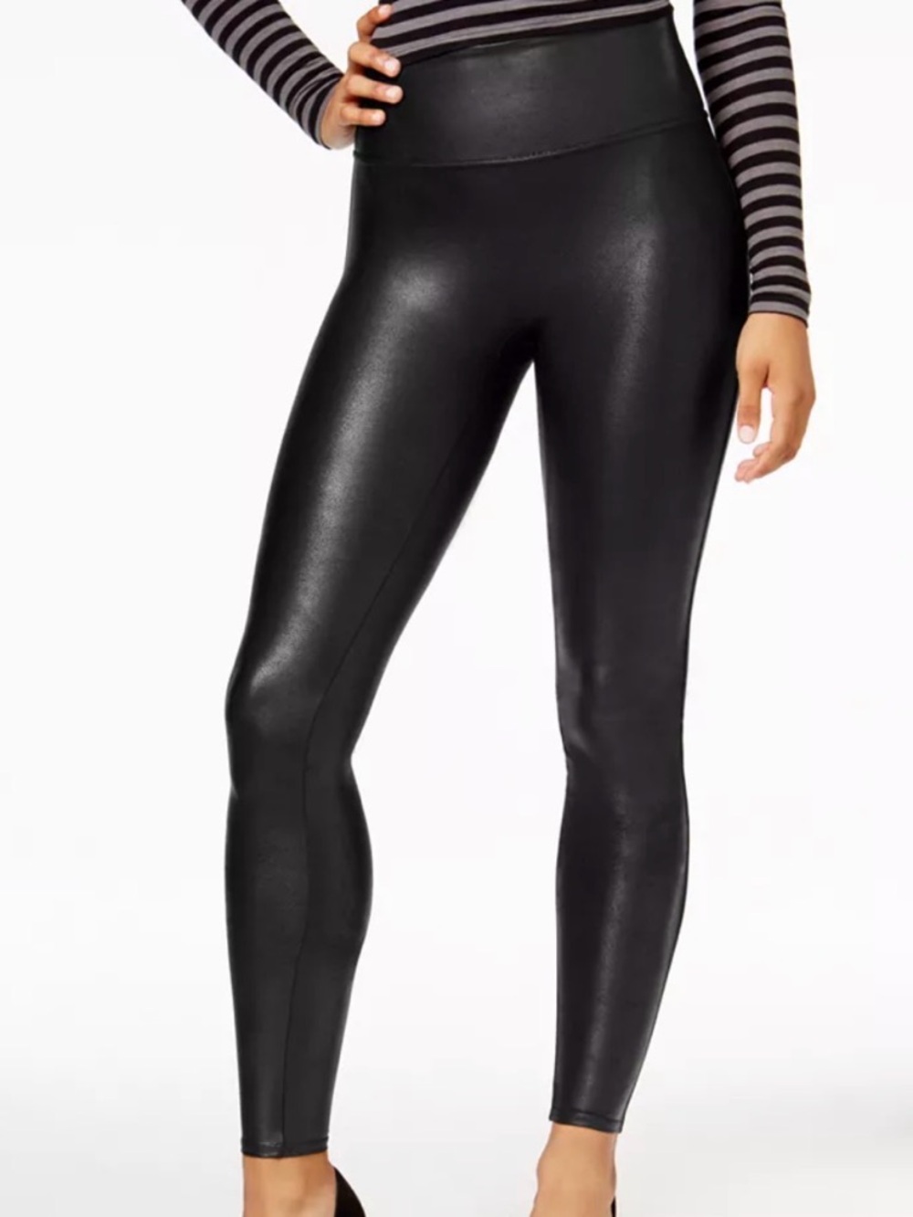 SPANX Black Faux-Leather High-Rise Leggings